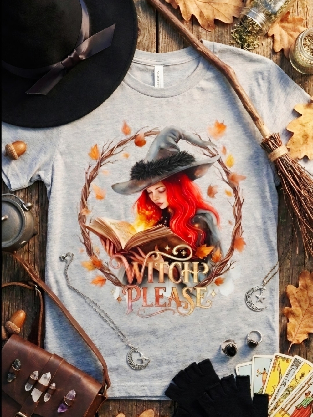 Witch Please Fall Witch Tee | Autumn Witchcore Shirt | Halloween Cozy Fall Tee